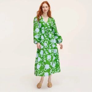 kate spade | Dresses | Kate Spade Linen Green White Midi Dress Long Sleeve  Size S | Poshmark